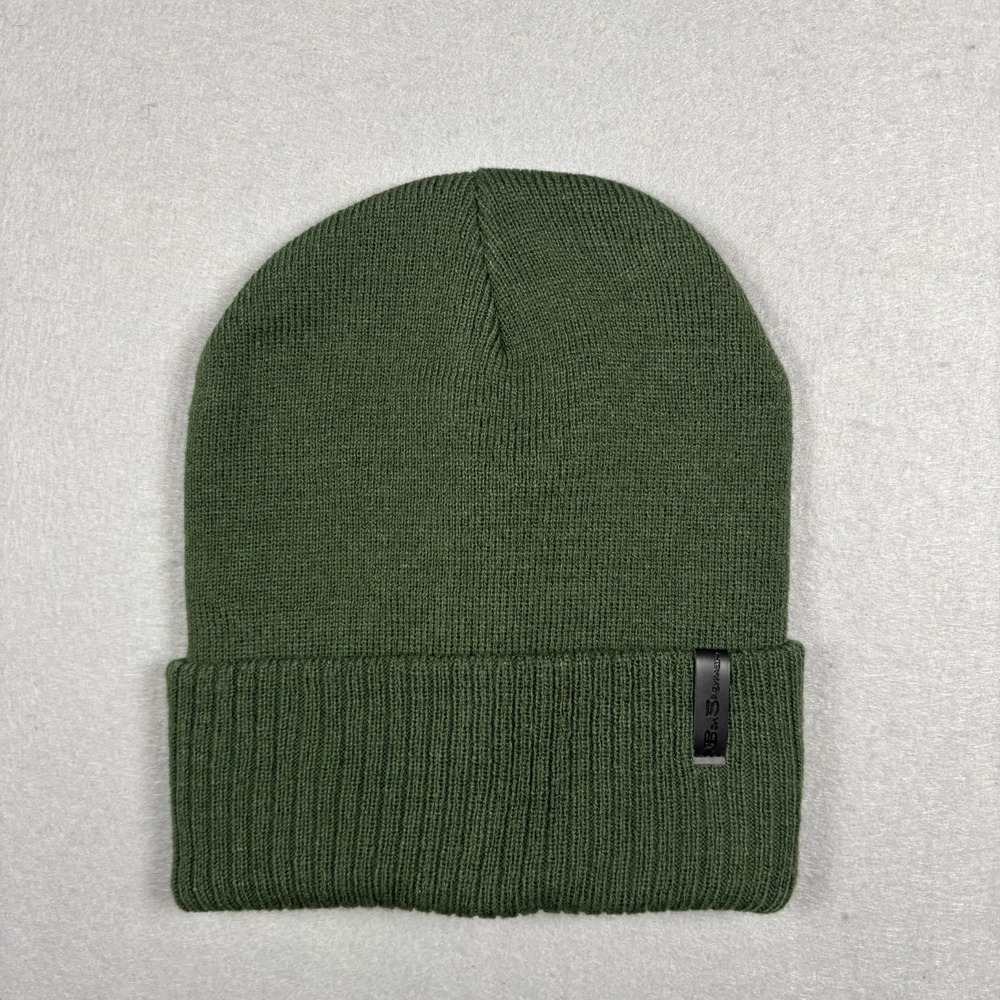 Ben Sherman Men's Knit Cuffed Beanie Hat Olive Green Warm Winter Cap One Size